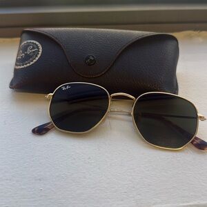 Ray-ban Gold Hexagon Sunglasses with Case